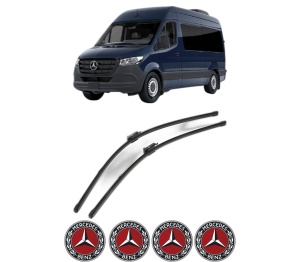 Set stergatoare MERCEDES-BENZ SPRINTER 3,5-t Van (B907, B910) din 2018-2025, pentru parbriz auto, 2 bucati, Valeo Silencio Xtrm, din cauciuc siliconat rezistent, 4 Stickere Auto MERCEDES-BENZ v35958