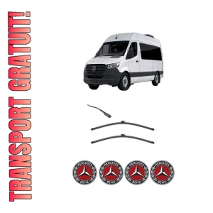 Set stergatoare MERCEDES-BENZ SPRINTER 3-t Tourer Bus (B907) din 2018-2021, pentru parbriz auto, 2 bucati, Valeo Silencio, din cauciuc siliconat rezistent, 4 Stickere Auto MERCEDES-BENZ