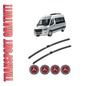 Set stergatoare MERCEDES-BENZ SPRINTER 4-t Tourer Bus (B907) din 2018-2022, pentru parbriz auto, 2 bucati, Bosch Aerotwin, din cauciuc siliconat rezistent, 4 Stickere Auto MERCEDES-BENZ