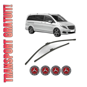 Set stergatoare MERCEDES-BENZ V-CLASS (W447) din 2014-2021, pentru parbriz auto, 2 bucati, Bosch Aerotwin, din cauciuc siliconat rezistent, 4 Stickere Auto MERCEDES-BENZ