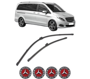 Set stergatoare MERCEDES-BENZ VITO Mixto (Double Cabin) (W447) din 2014-2021, pentru parbriz auto, 2 bucati, Valeo Silencio Xtrm, din cauciuc siliconat rezistent, 4 Stickere Auto MERCEDES-BENZ v35178