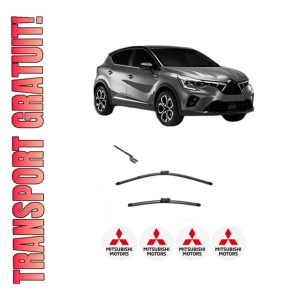 Set stergatoare MITSUBISHI ASX (VSX_, VSE_) din 2023-2024, pentru parbriz auto, 2 bucati, Valeo Silencio, din cauciuc siliconat rezistent, 4 Stickere Auto MITSUBISHI