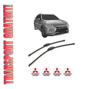 Set stergatoare MITSUBISHI ECLIPSE CROSS (GK_, GL_) din 2017-2021, pentru parbriz auto, 2 bucati, Valeo Silencio Xtrm, din cauciuc siliconat rezistent, 4 Stickere Auto MITSUBISHI