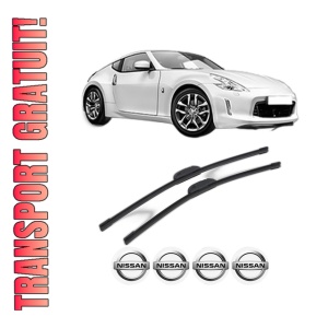 Set stergatoare NISSAN 370Z Coupe (Z34) din 2009-2013, pentru parbriz auto, 2 bucati, Bosch Aerotwin Retrofit, din cauciuc siliconat rezistent, 4 Stickere Auto NISSAN