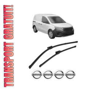 Set stergatoare NISSAN TOWNSTAR MPV (XFK) din 2021-2022, pentru parbriz auto, 2 bucati, Valeo Silencio, din cauciuc siliconat rezistent, 4 Stickere Auto NISSAN