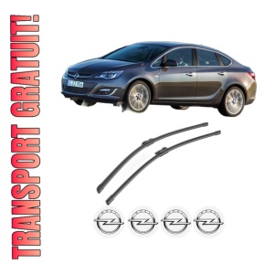 Set stergatoare OPEL ASTRA J Saloon din 2012-2015, pentru parbriz auto, 2 bucati, Bosch Aerotwin, din cauciuc siliconat rezistent, 4 Stickere Auto OPEL