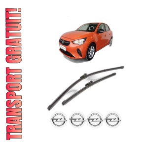 Set stergatoare OPEL CORSA F (P2JO) din 2019-2024, pentru parbriz auto, 2 bucati, Valeo Silencio Xtrm, din cauciuc siliconat rezistent, 4 Stickere Auto OPEL