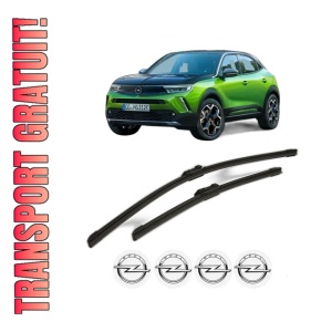 Set stergatoare OPEL MOKKA din 2020-2024, pentru parbriz auto, 2 bucati, Bosch Aerotwin, din cauciuc siliconat rezistent, 4 Stickere Auto OPEL