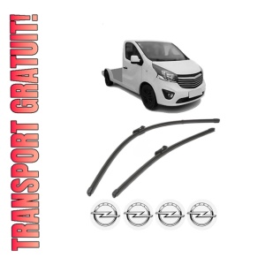 Set stergatoare OPEL VIVARO B Platform/Chassis (X82) din 2014-2019, pentru parbriz auto, 2 bucati, Valeo Silencio Xtrm, din cauciuc siliconat rezistent, 4 Stickere Auto OPEL