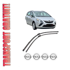 Set stergatoare OPEL ZAFIRA TOURER C VAN (P12) din 2012-2013, pentru parbriz auto, 2 bucati, Valeo Silencio Xtrm, din cauciuc siliconat rezistent, 4 Stickere Auto OPEL