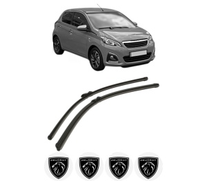 Set stergatoare PEUGEOT 108 din 2014-2018, pentru parbriz auto, 2 bucati, Bosch Aerotwin, din cauciuc siliconat rezistent, 4 Stickere Auto PEUGEOT v53013