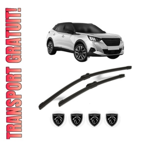 Set stergatoare PEUGEOT 2008 II (UD_, US_, UY_, UJ_, UR_, UC_) din 2019-2023, pentru parbriz auto, 2 bucati, Bosch Aerotwin, din cauciuc siliconat rezistent, 4 Stickere Auto PEUGEOT