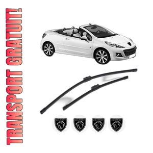Set stergatoare PEUGEOT 207 CC (WD_) din 2007-2015, pentru parbriz auto, 2 bucati, Bosch Aerotwin, din cauciuc siliconat rezistent, 4 Stickere Auto PEUGEOT