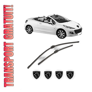 Set stergatoare PEUGEOT 207 CC (WD_) din 2007-2015, pentru parbriz auto, 2 bucati, Valeo Silencio Xtrm, din cauciuc siliconat rezistent, 4 Stickere Auto PEUGEOT