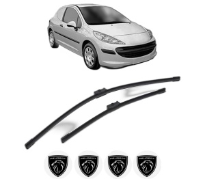 Set stergatoare PEUGEOT 207 Hatchback Van (WA_, WC_) din 2007-2012, pentru parbriz auto, 2 bucati, Bosch Aerotwin, din cauciuc siliconat rezistent, 4 Stickere Auto PEUGEOT v42983