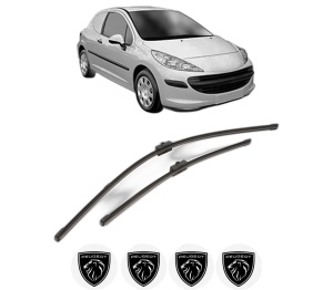 Set stergatoare PEUGEOT 207 Hatchback Van (WA_, WC_) din 2007-2012, pentru parbriz auto, 2 bucati, Valeo Silencio Xtrm, din cauciuc siliconat rezistent, 4 Stickere Auto PEUGEOT v40278