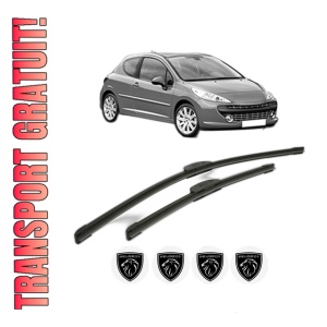 Set stergatoare PEUGEOT 207 (WA_, WC_) din 2006-2015, pentru parbriz auto, 2 bucati, Bosch Aerotwin Retrofit, din cauciuc siliconat rezistent, 4 Stickere Auto PEUGEOT