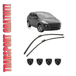 Set stergatoare PEUGEOT 3008 Van (0U_) din 2009-2016, pentru parbriz auto, 2 bucati, Bosch Aerotwin, din cauciuc siliconat rezistent, 4 Stickere Auto PEUGEOT