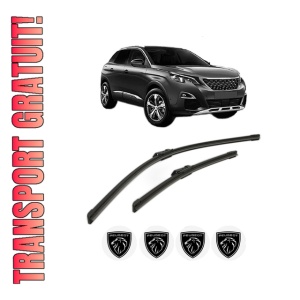 Set stergatoare PEUGEOT 3008 Van (MR_, MC_, MJ_) din 2016-2018, pentru parbriz auto, 2 bucati, Bosch Aerotwin, din cauciuc siliconat rezistent, 4 Stickere Auto PEUGEOT
