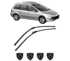 Set stergatoare PEUGEOT 307 SW (3H) din 2002-2009, pentru parbriz auto, 2 bucati, Valeo Silencio Xtrm, din cauciuc siliconat rezistent, 4 Stickere Auto PEUGEOT v39978