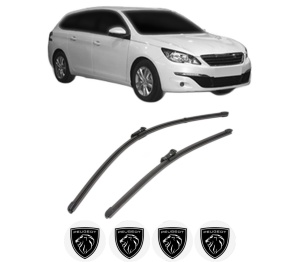 Set stergatoare PEUGEOT 308 SW II Estate Van (LC_) din 2014-2021, pentru parbriz auto, 2 bucati, Valeo Silencio Xtrm, din cauciuc siliconat rezistent, 4 Stickere Auto PEUGEOT v38358