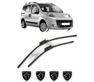 Set stergatoare PEUGEOT BIPPER TEPEE din 2008-2010, pentru parbriz auto, 2 bucati, Bosch Aerotwin, din cauciuc siliconat rezistent, 4 Stickere Auto PEUGEOT v54693