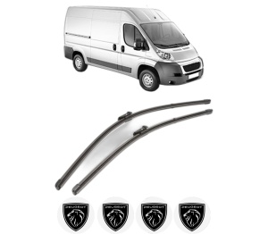 Set stergatoare PEUGEOT BOXER Van din 2006-2023, pentru parbriz auto, 2 bucati, Valeo Silencio Xtrm, din cauciuc siliconat rezistent, 4 Stickere Auto PEUGEOT v39198