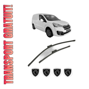 Set stergatoare PEUGEOT PARTNER ORIGIN MPV (G_) din 2008-2013, pentru parbriz auto, 2 bucati, Bosch Aerotwin, din cauciuc siliconat rezistent, 4 Stickere Auto PEUGEOT