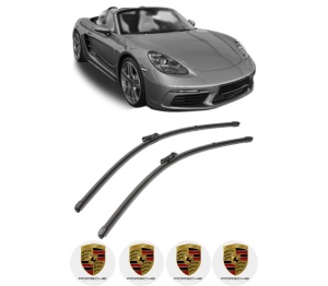 Set stergatoare PORSCHE 718 BOXSTER (982) din 2016-2019, pentru parbriz auto, 2 bucati, Valeo Silencio, din cauciuc siliconat rezistent, 4 Stickere Auto PORSCHE v36798
