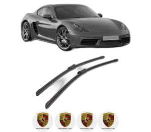 Set stergatoare PORSCHE 718 CAYMAN (982) din 2016-2019, pentru parbriz auto, 2 bucati, Bosch Aerotwin, din cauciuc siliconat rezistent, 4 Stickere Auto PORSCHE v52713