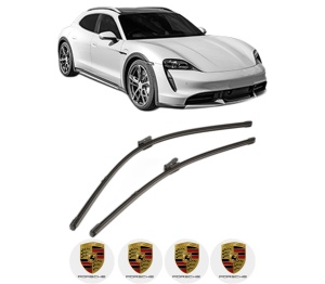 Set stergatoare PORSCHE TAYCAN Cross Turismo (Y1B) din 2020-2023, pentru parbriz auto, 2 bucati, Valeo Silencio Xtrm, din cauciuc siliconat rezistent, 4 Stickere Auto PORSCHE v35538