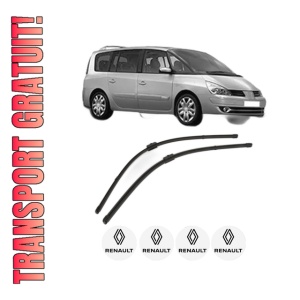 Set stergatoare RENAULT ESPACE IV (JK0/1_) din 2002-2015, pentru parbriz auto, 2 bucati, Valeo Silencio Xtrm, din cauciuc siliconat rezistent, 4 Stickere Auto RENAULT