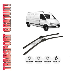 Set stergatoare RENAULT MASTER II Van (FD) din 1997-2010, pentru parbriz auto, 2 bucati, Bosch Aerotwin Retro Truck, din cauciuc siliconat rezistent, 4 Stickere Auto RENAULT