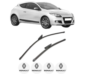 Set stergatoare RENAULT MEGANE III Coupe (DZ0/1_) din 2008-2016, pentru parbriz auto, 2 bucati, Valeo Silencio Xtrm, din cauciuc siliconat rezistent, 4 Stickere Auto RENAULT v39798