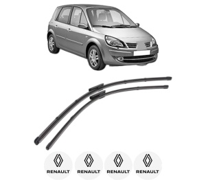 Set stergatoare RENAULT SCENIC III (JZ0/1_) din 2008-2016, pentru parbriz auto, 2 bucati, Valeo Silencio Xtrm, din cauciuc siliconat rezistent, 4 Stickere Auto RENAULT v37698