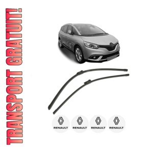 Set stergatoare RENAULT SCENIC IV (J9_) din 2016-2022, pentru parbriz auto, 2 bucati, Bosch Aerotwin, din cauciuc siliconat rezistent, 4 Stickere Auto RENAULT