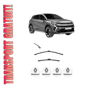 Set stergatoare RENAULT SYMBIOZ din 2024, pentru parbriz auto, 2 bucati, Valeo Silencio, din cauciuc siliconat rezistent, 4 Stickere Auto RENAULT