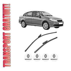 Set stergatoare RENAULT THALIA II (LU_) din 2008-2014, pentru parbriz auto, 2 bucati, Valeo Silencio Xtrm, din cauciuc siliconat rezistent, 4 Stickere Auto RENAULT