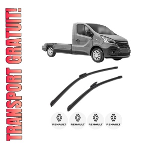 Set stergatoare RENAULT TRAFIC III Platform/Chassis (EG_) din 2014-2023, pentru parbriz auto, 2 bucati, Bosch Aerotwin Multi, din cauciuc siliconat rezistent, 4 Stickere Auto RENAULT