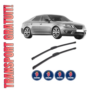 Set stergatoare SAAB 9-5 (YS3G) din 2010-2012, pentru parbriz auto, 2 bucati, Bosch Aerotwin Retrofit, din cauciuc siliconat rezistent, 4 Stickere Auto SAAB