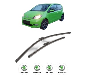 Set stergatoare SKODA E-CITIGO (NE1) din 2019-2021, pentru parbriz auto, 2 bucati, Valeo Silencio Xtrm, din cauciuc siliconat rezistent, 4 Stickere Auto SKODA v38658