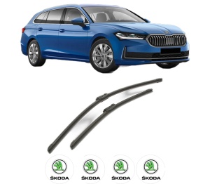 Set stergatoare SKODA SUPERB IV (NZ3) din 2023-2025, pentru parbriz auto, 2 bucati, Bosch Aerotwin, din cauciuc siliconat rezistent, 4 Stickere Auto SKODA v52153