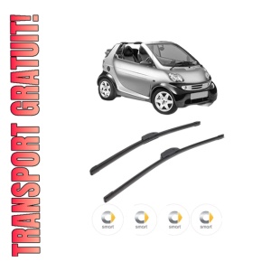 Set stergatoare SMART CABRIO (450) din 2000-2003, pentru parbriz auto, 2 bucati, Bosch Aerotwin Retrofit, din cauciuc siliconat rezistent, 4 Stickere Auto SMART