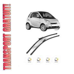 Set stergatoare SMART FORTWO Coupe (451) din 2007-2013, pentru parbriz auto, 2 bucati, Valeo Silencio Xtrm, din cauciuc siliconat rezistent, 4 Stickere Auto SMART