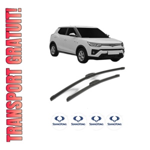 Set stergatoare SSANGYONG Tivoli GRAND din 2021, pentru parbriz auto, 2 bucati, Bosch Aerotwin Retrofit, din cauciuc siliconat rezistent, 4 Stickere Auto SSANGYONG