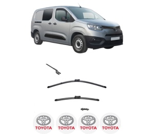 Set stergatoare TOYOTA PROACE CITY VERSO MPV (BKY_) din 2019-2024, pentru parbriz auto, 2 bucati, Valeo Silencio, din cauciuc siliconat rezistent, 4 Stickere Auto TOYOTA v34818