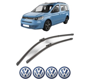 Set stergatoare Volkswagen CADDY IV Box Body/MPV (SAA, SAH) din 2015-2020, pentru parbriz auto, 2 bucati, Valeo Silencio Xtrm, din cauciuc siliconat rezistent, 4 Stickere Auto Volkswagen v36678