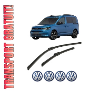 Set stergatoare Volkswagen CADDY V Box Body/MPV (SBA, SBH) din 2020-2024, pentru parbriz auto, 2 bucati, Bosch Aerotwin, din cauciuc siliconat rezistent, 4 Stickere Auto Volkswagen