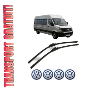 Set stergatoare Volkswagen CRAFTER 30-35 Bus (2E_) din 2006-2016, pentru parbriz auto, 2 bucati, Bosch Aerotwin, din cauciuc siliconat rezistent, 4 Stickere Auto Volkswagen