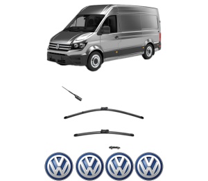 Set stergatoare Volkswagen CRAFTER Van (SY_, SX_) din 2016-2024, pentru parbriz auto, 2 bucati, Valeo Silencio, din cauciuc siliconat rezistent, 4 Stickere Auto Volkswagen v34878